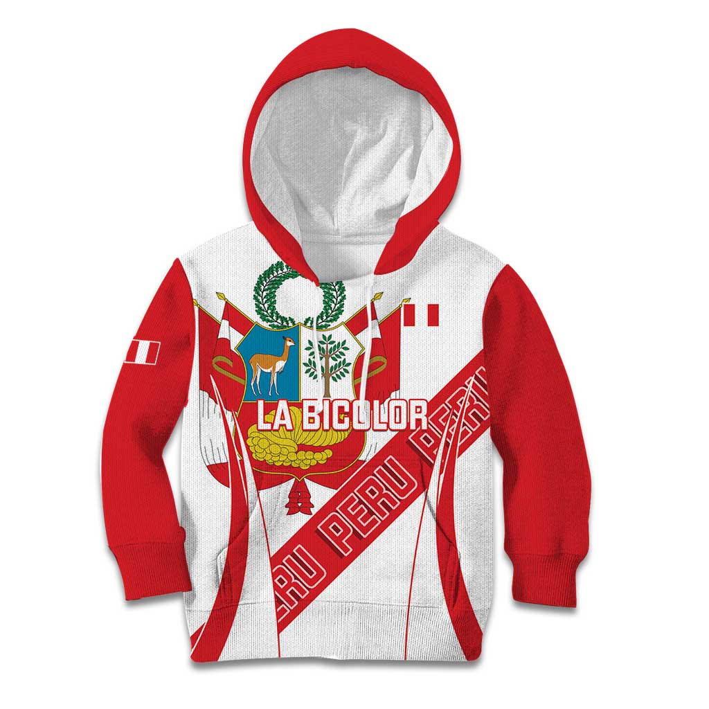 Custom Peru Football Kid Hoodie La Bicolor Coat Of Arms Style