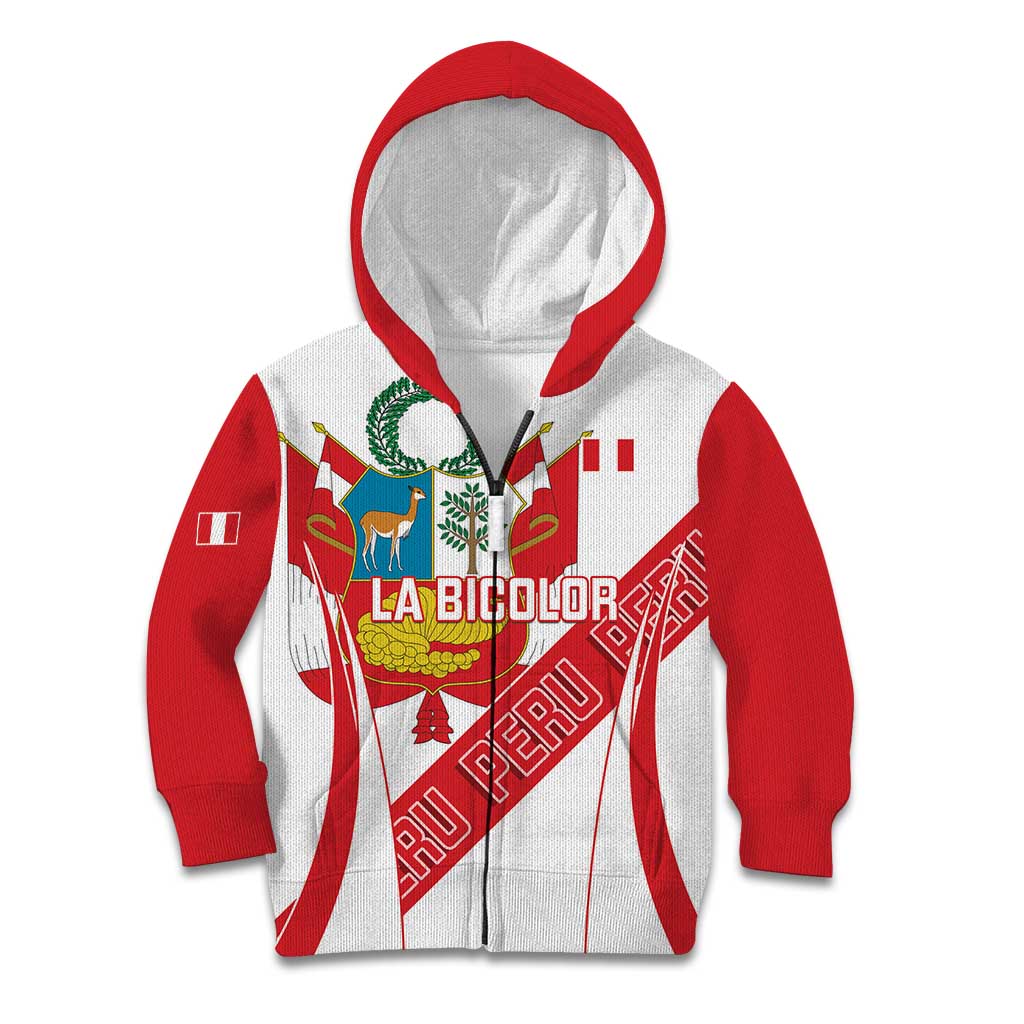 Custom Peru Football Kid Hoodie La Bicolor Coat Of Arms Style