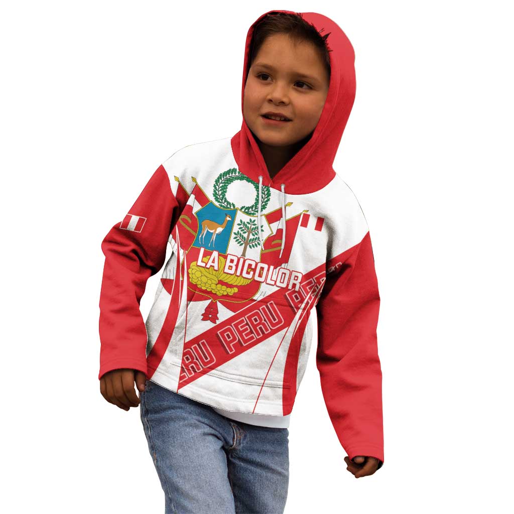 Custom Peru Football Kid Hoodie La Bicolor Coat Of Arms Style