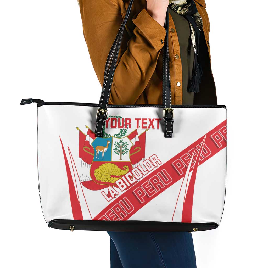 Custom Peru Football Leather Tote Bag La Bicolor Coat Of Arms Style
