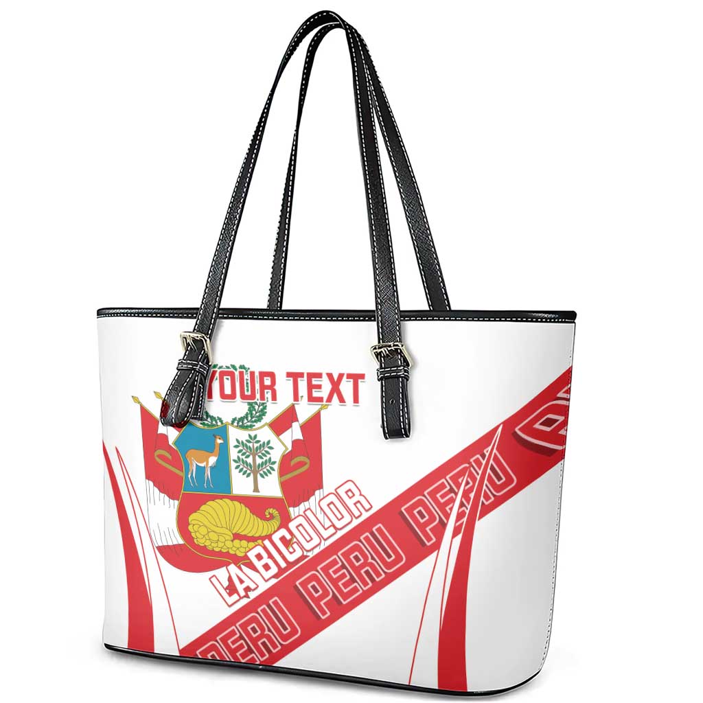 Custom Peru Football Leather Tote Bag La Bicolor Coat Of Arms Style