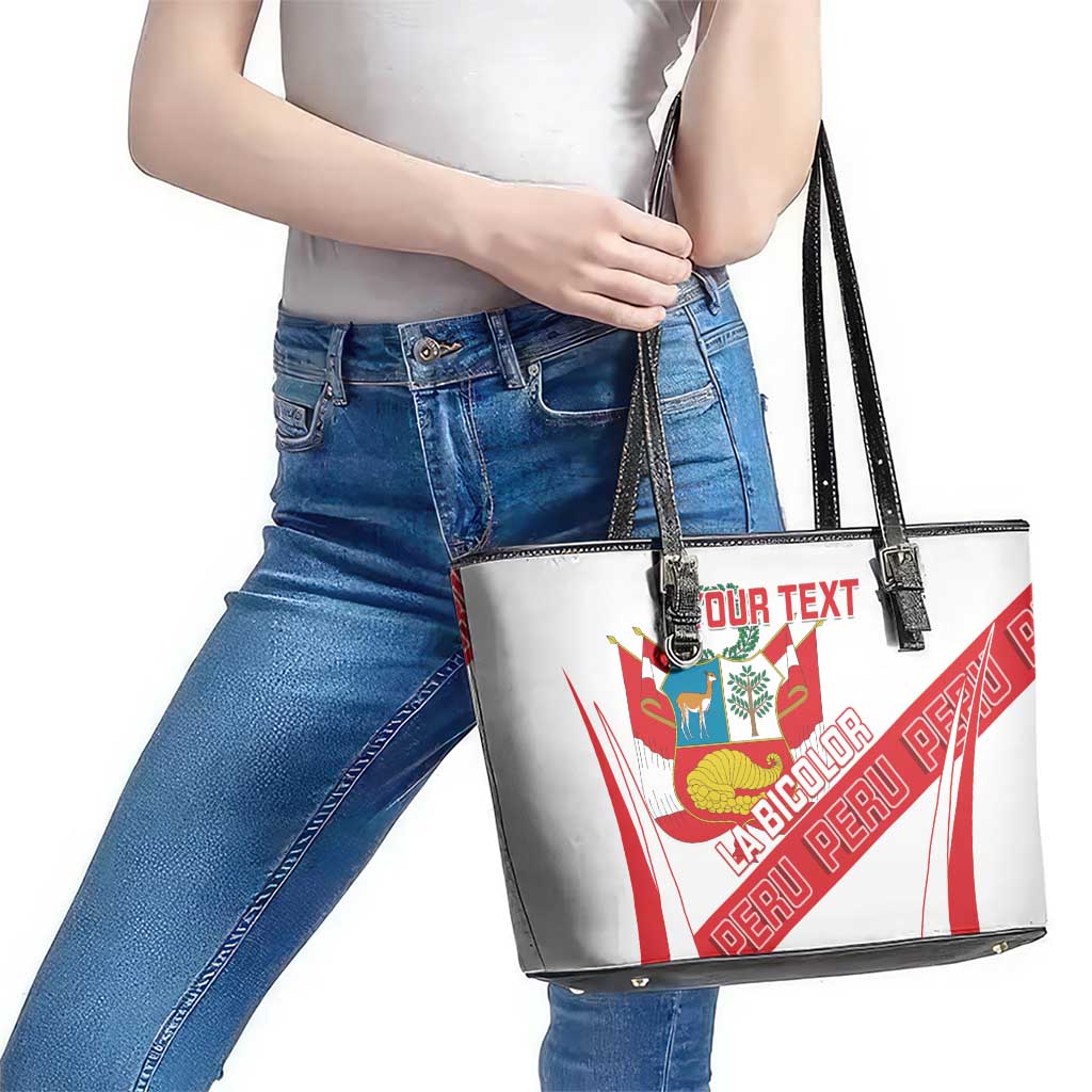 Custom Peru Football Leather Tote Bag La Bicolor Coat Of Arms Style