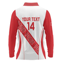 Custom Peru Football Long Sleeve Polo Shirt La Bicolor Coat Of Arms Style