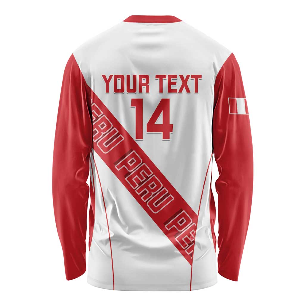 Custom Peru Football Long Sleeve Shirt La Bicolor Coat Of Arms Style