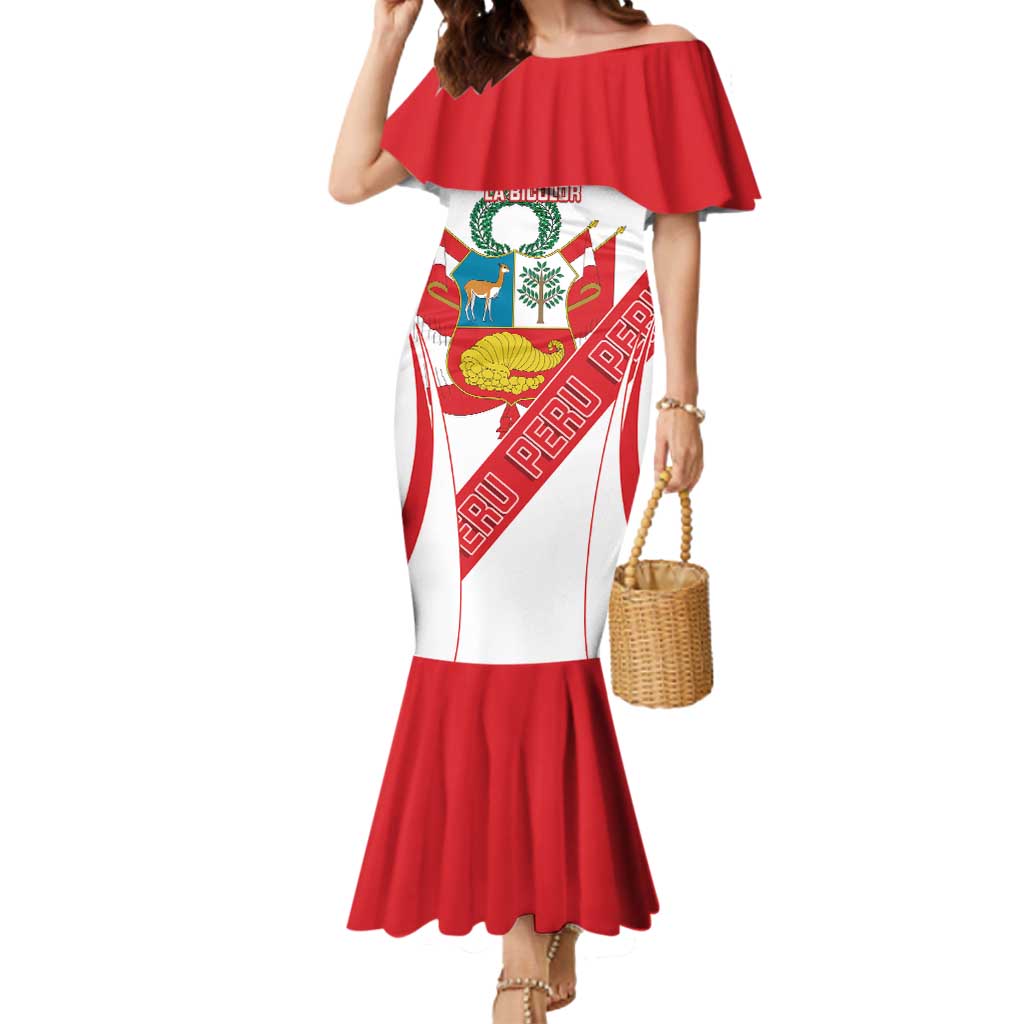 Custom Peru Football Mermaid Dress La Bicolor Coat Of Arms Style