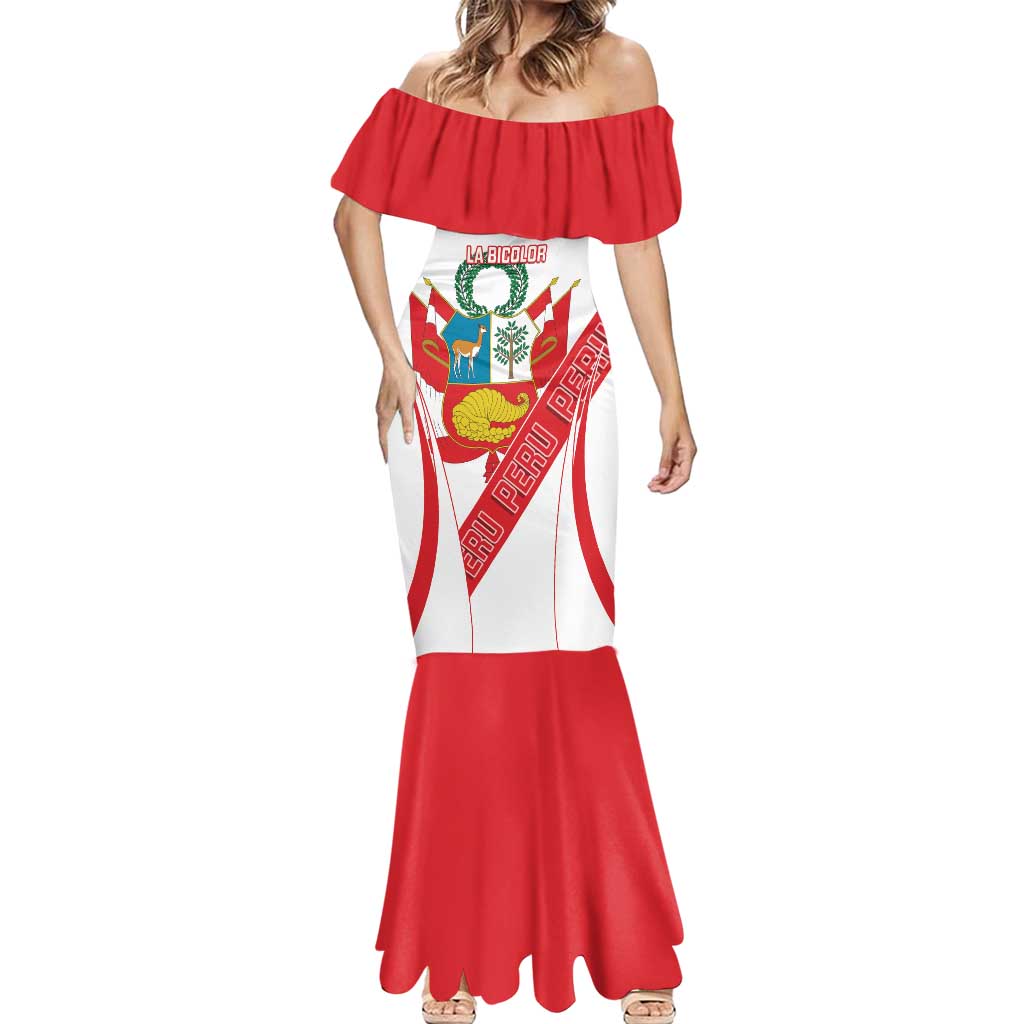 Custom Peru Football Mermaid Dress La Bicolor Coat Of Arms Style