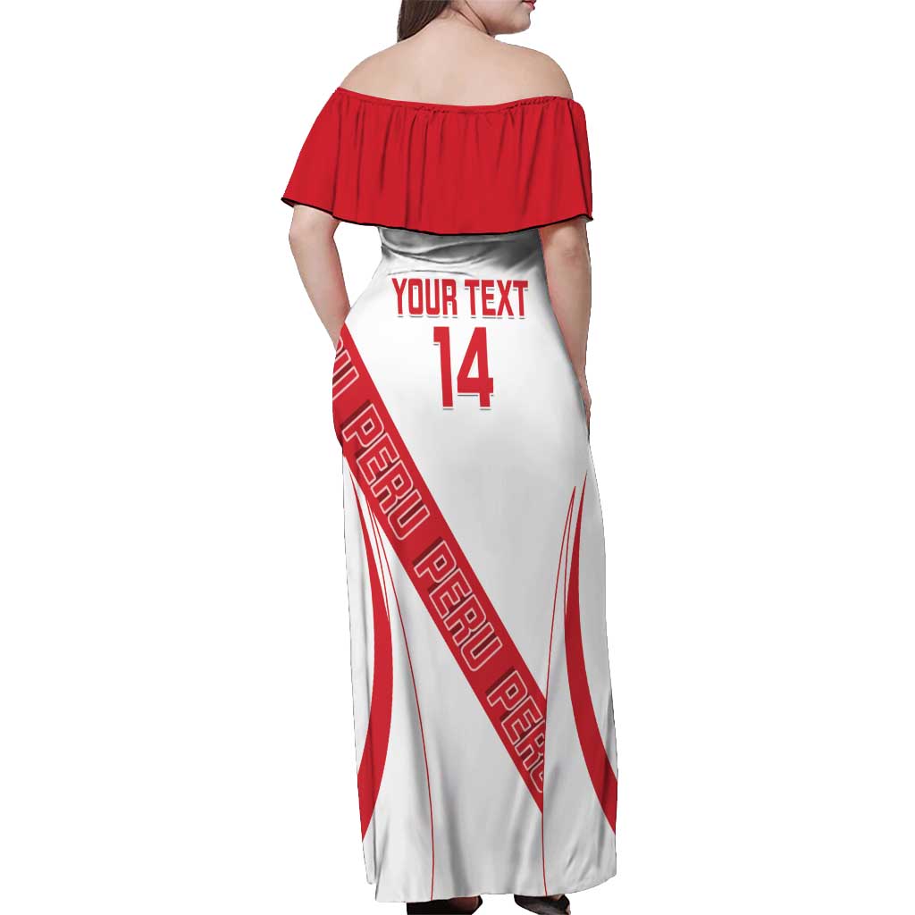 Custom Peru Football Off Shoulder Maxi Dress La Bicolor Coat Of Arms Style