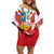 Custom Peru Football Off Shoulder Short Dress La Bicolor Coat Of Arms Style