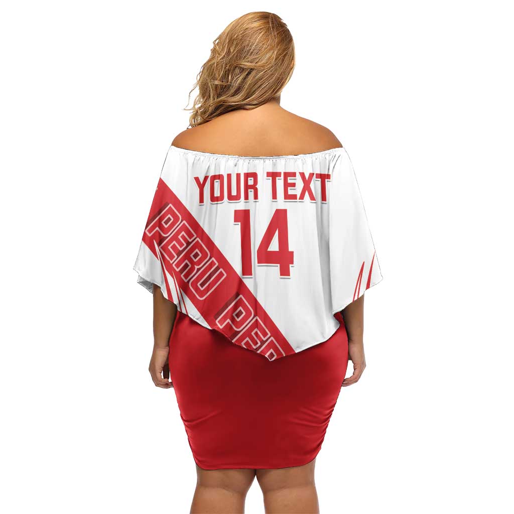 Custom Peru Football Off Shoulder Short Dress La Bicolor Coat Of Arms Style