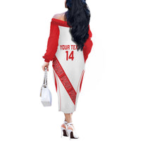 Custom Peru Football Off The Shoulder Long Sleeve Dress La Bicolor Coat Of Arms Style