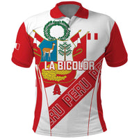 Custom Peru Football Polo Shirt La Bicolor Coat Of Arms Style