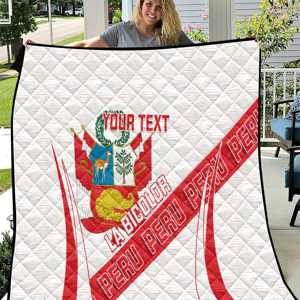 Custom Peru Football Quilt La Bicolor Coat Of Arms Style
