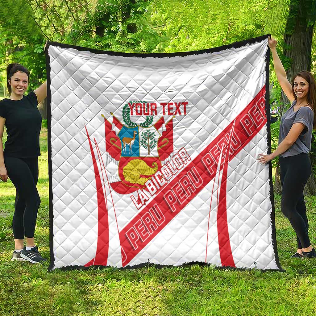 Custom Peru Football Quilt La Bicolor Coat Of Arms Style