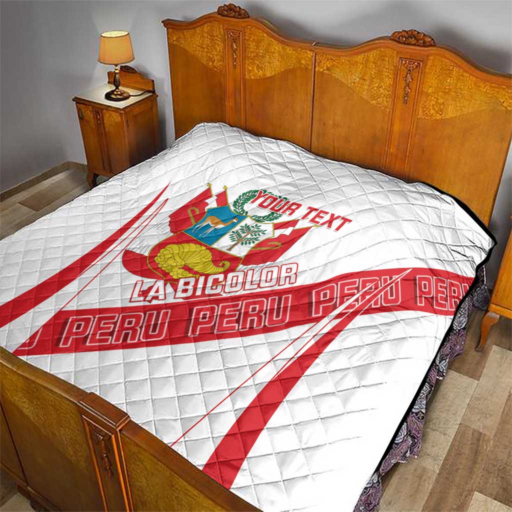 Custom Peru Football Quilt La Bicolor Coat Of Arms Style