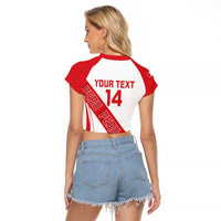 Custom Peru Football Raglan Cropped T Shirt La Bicolor Coat Of Arms Style