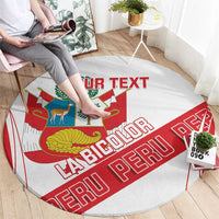 Custom Peru Football Round Carpet La Bicolor Coat Of Arms Style