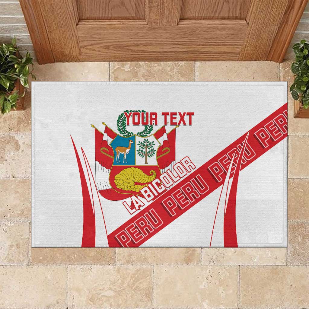 Custom Peru Football Rubber Doormat La Bicolor Coat Of Arms Style