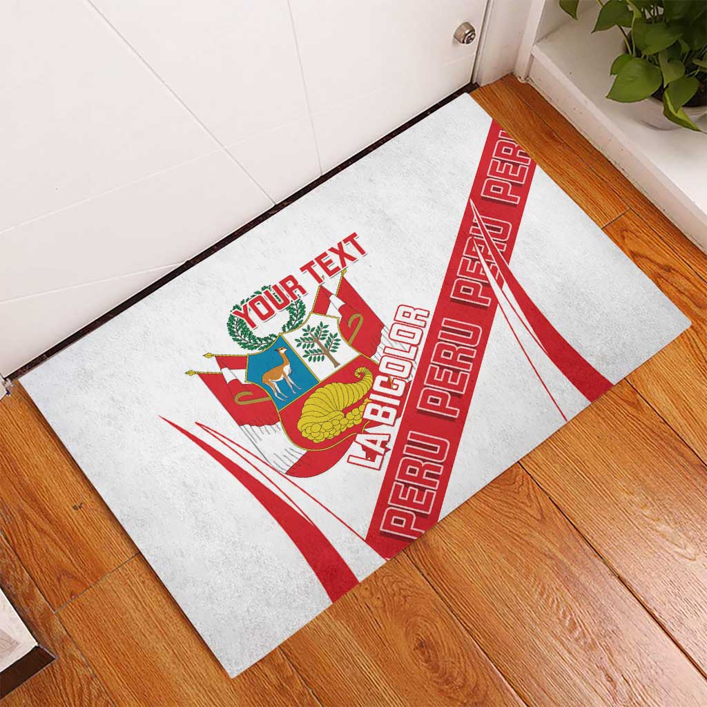 Custom Peru Football Rubber Doormat La Bicolor Coat Of Arms Style