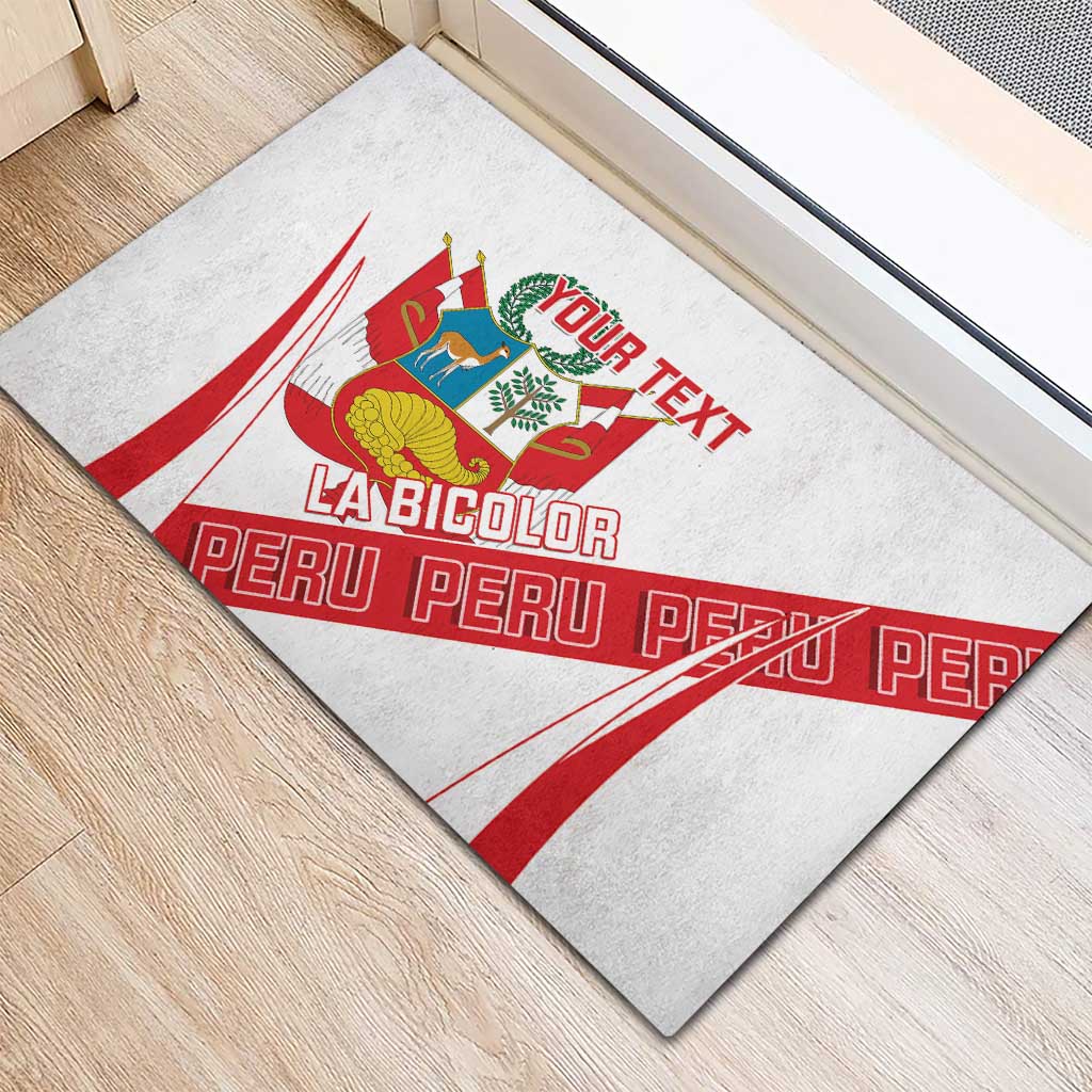 Custom Peru Football Rubber Doormat La Bicolor Coat Of Arms Style