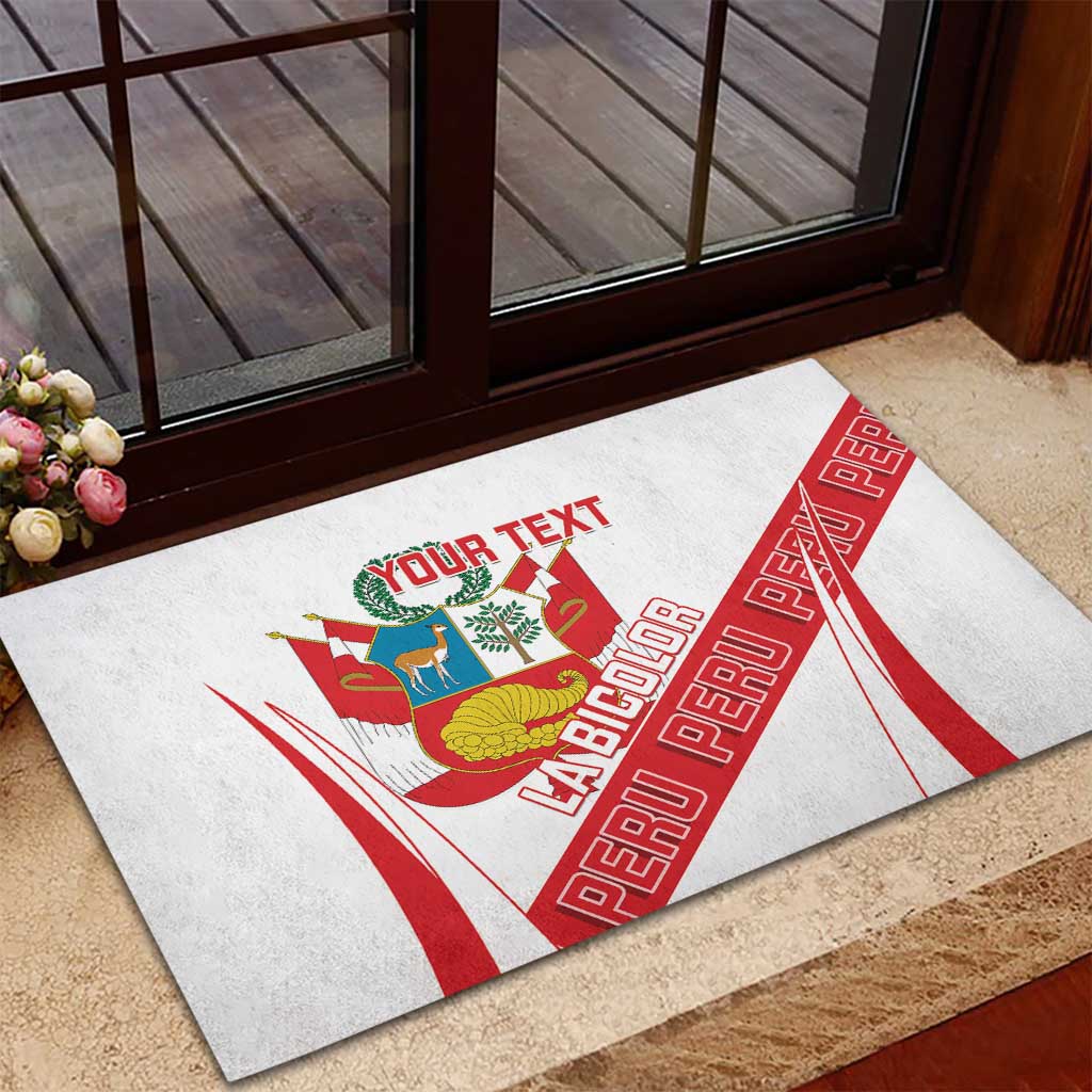 Custom Peru Football Rubber Doormat La Bicolor Coat Of Arms Style