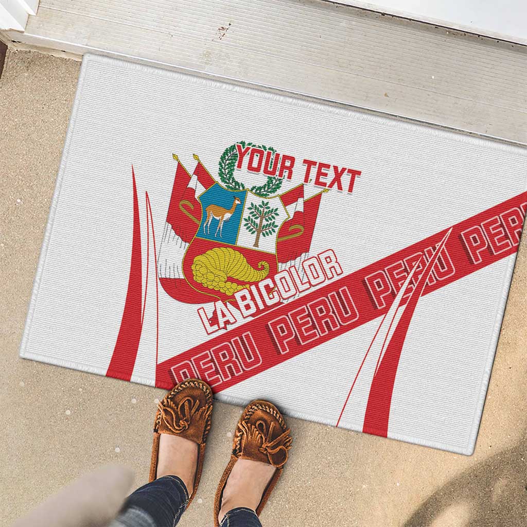 Custom Peru Football Rubber Doormat La Bicolor Coat Of Arms Style