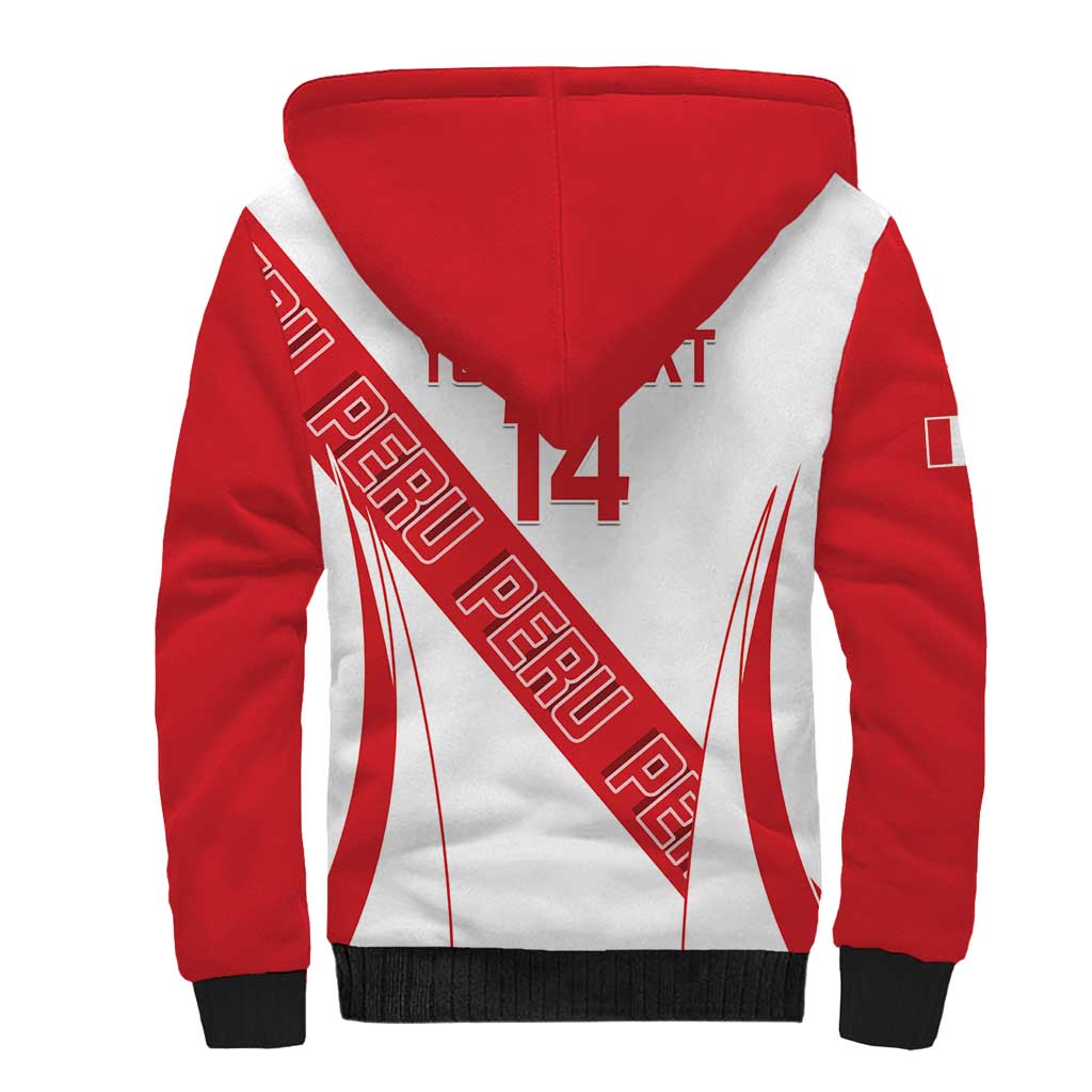 Custom Peru Football Sherpa Hoodie La Bicolor Coat Of Arms Style