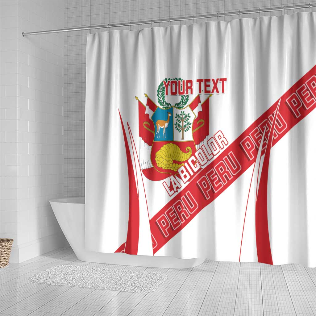 Custom Peru Football Shower Curtain La Bicolor Coat Of Arms Style