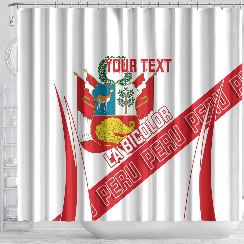 Custom Peru Football Shower Curtain La Bicolor Coat Of Arms Style