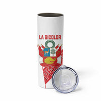 Custom Peru Football Skinny Tumbler La Bicolor Coat Of Arms Style