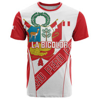 Custom Peru Football T Shirt La Bicolor Coat Of Arms Style