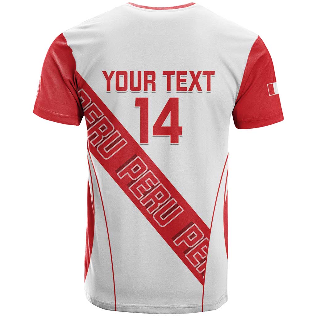 Custom Peru Football T Shirt La Bicolor Coat Of Arms Style