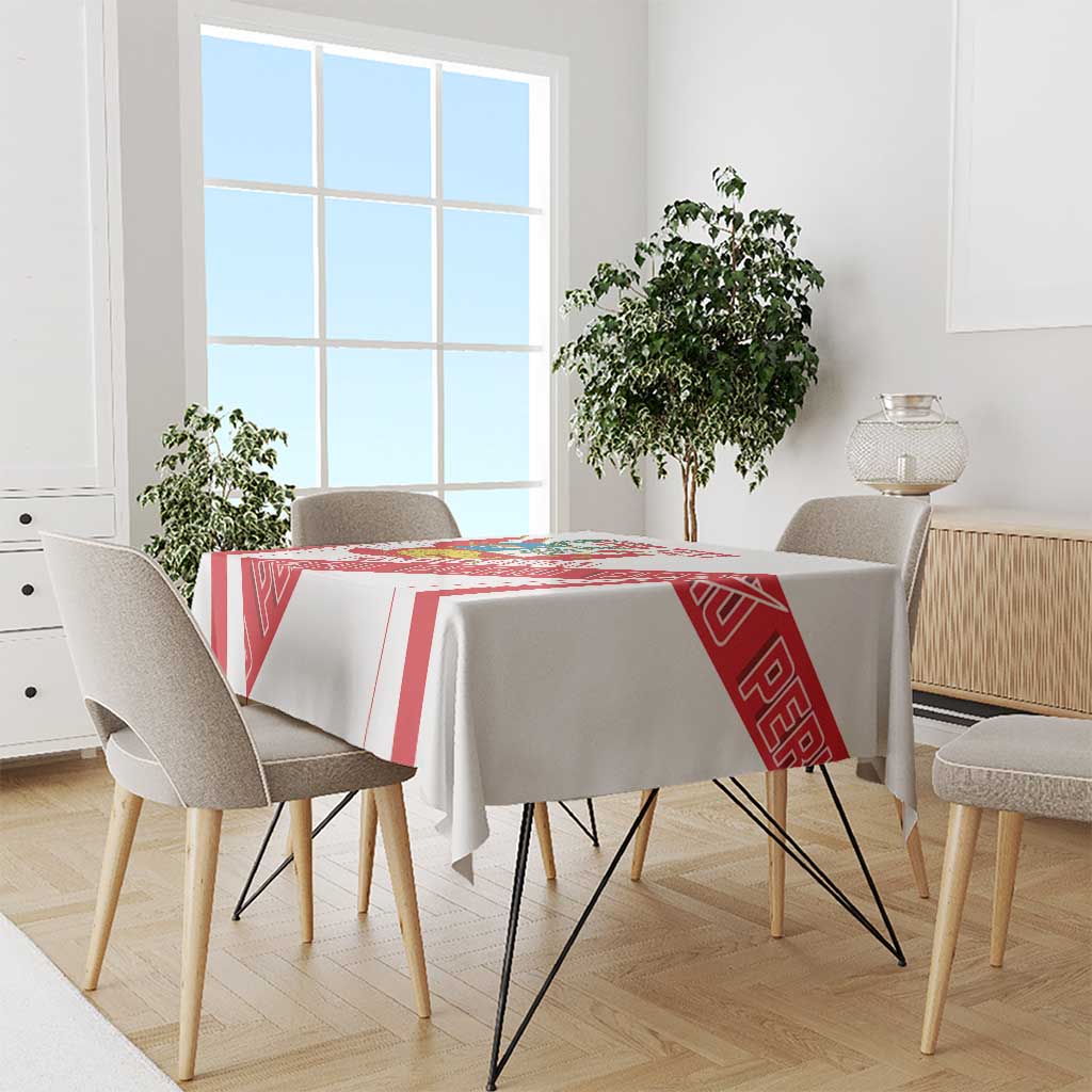 Custom Peru Football Tablecloth La Bicolor Coat Of Arms Style