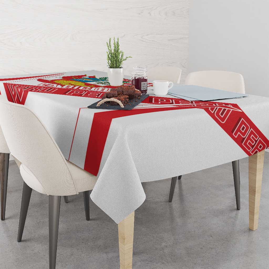Custom Peru Football Tablecloth La Bicolor Coat Of Arms Style