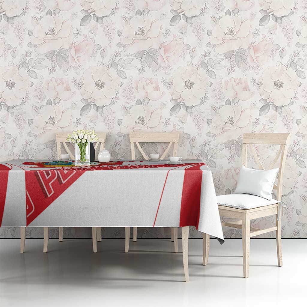 Custom Peru Football Tablecloth La Bicolor Coat Of Arms Style