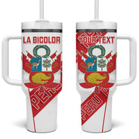 Custom Peru Football Tumbler With Handle La Bicolor Coat Of Arms Style
