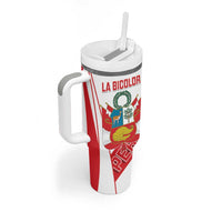 Custom Peru Football Tumbler With Handle La Bicolor Coat Of Arms Style
