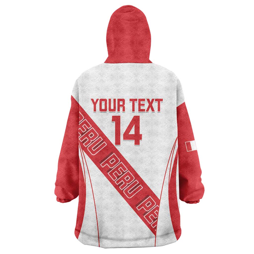 Custom Peru Football Wearable Blanket Hoodie La Bicolor Coat Of Arms Style