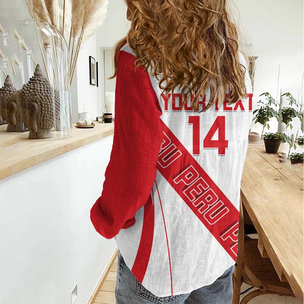 Custom Peru Football Women Casual Shirt La Bicolor Coat Of Arms Style