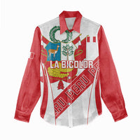 Custom Peru Football Women Casual Shirt La Bicolor Coat Of Arms Style
