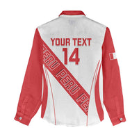 Custom Peru Football Women Casual Shirt La Bicolor Coat Of Arms Style