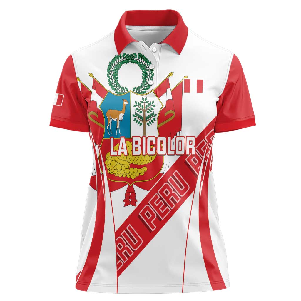 Custom Peru Football Women Polo Shirt La Bicolor Coat Of Arms Style