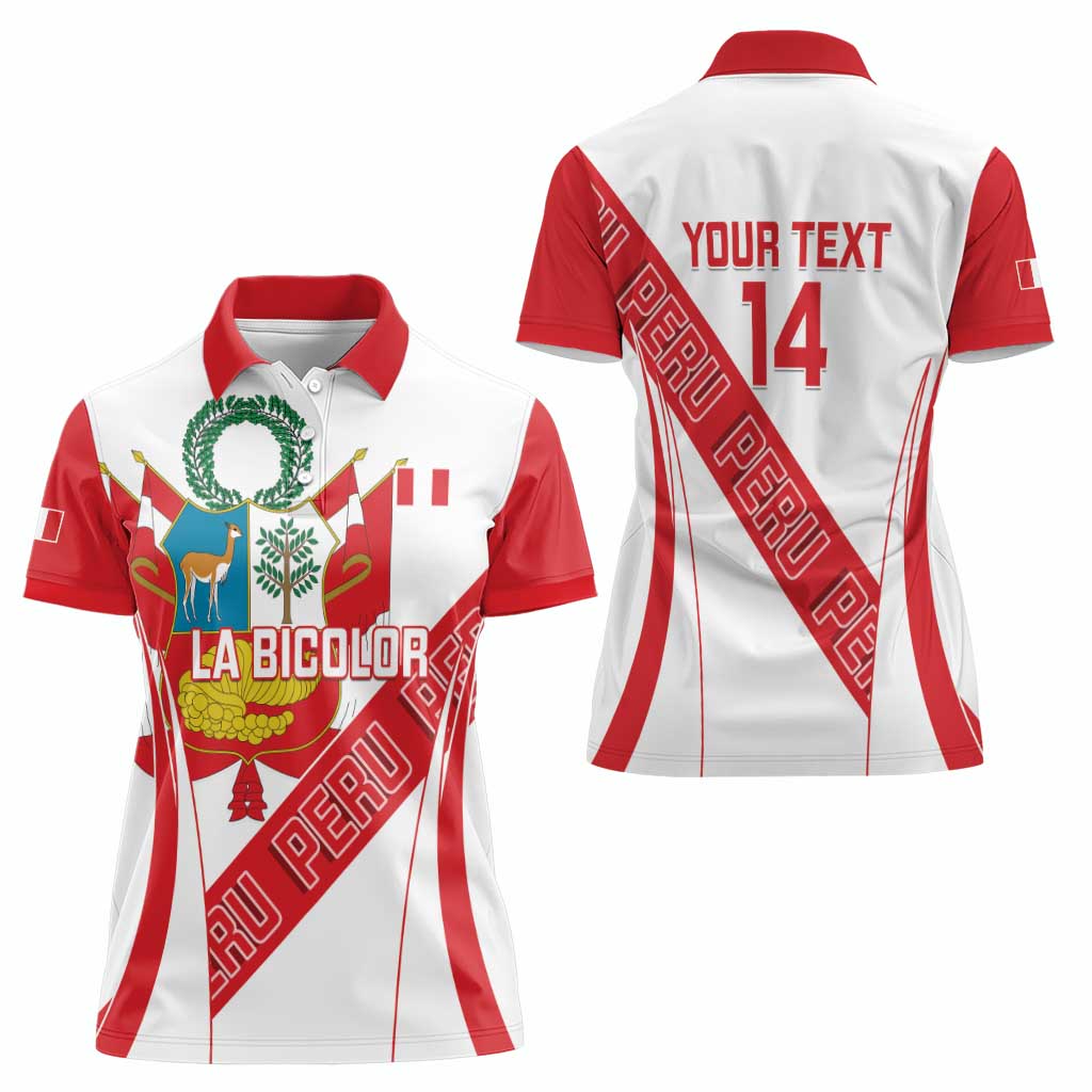 Custom Peru Football Women Polo Shirt La Bicolor Coat Of Arms Style