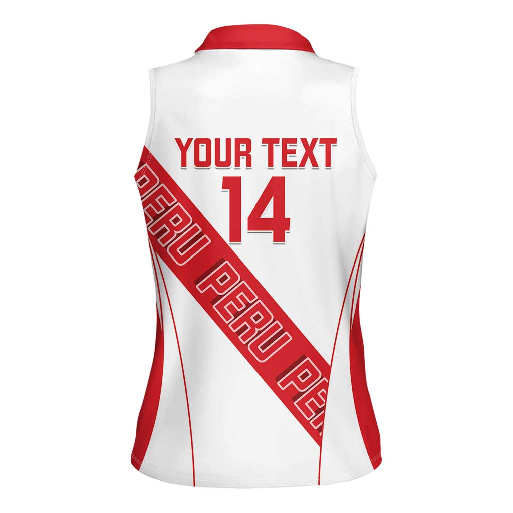 Custom Peru Football Women Sleeveless Polo Shirt La Bicolor Coat Of Arms Style