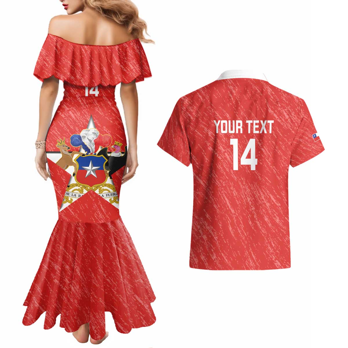 Custom Chile Football Couples Matching Mermaid Dress and Hawaiian Shirt Vamos La Roja