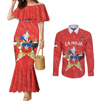 Custom Chile Football Couples Matching Mermaid Dress and Long Sleeve Button Shirt Vamos La Roja