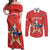 Custom Chile Football Couples Matching Off Shoulder Maxi Dress and Long Sleeve Button Shirt Vamos La Roja