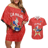 Custom Chile Football Couples Matching Off Shoulder Short Dress and Hawaiian Shirt Vamos La Roja