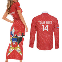 Custom Chile Football Couples Matching Short Sleeve Bodycon Dress and Long Sleeve Button Shirt Vamos La Roja