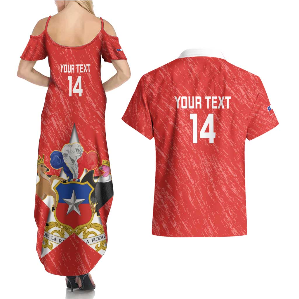 Custom Chile Football Couples Matching Summer Maxi Dress and Hawaiian Shirt Vamos La Roja