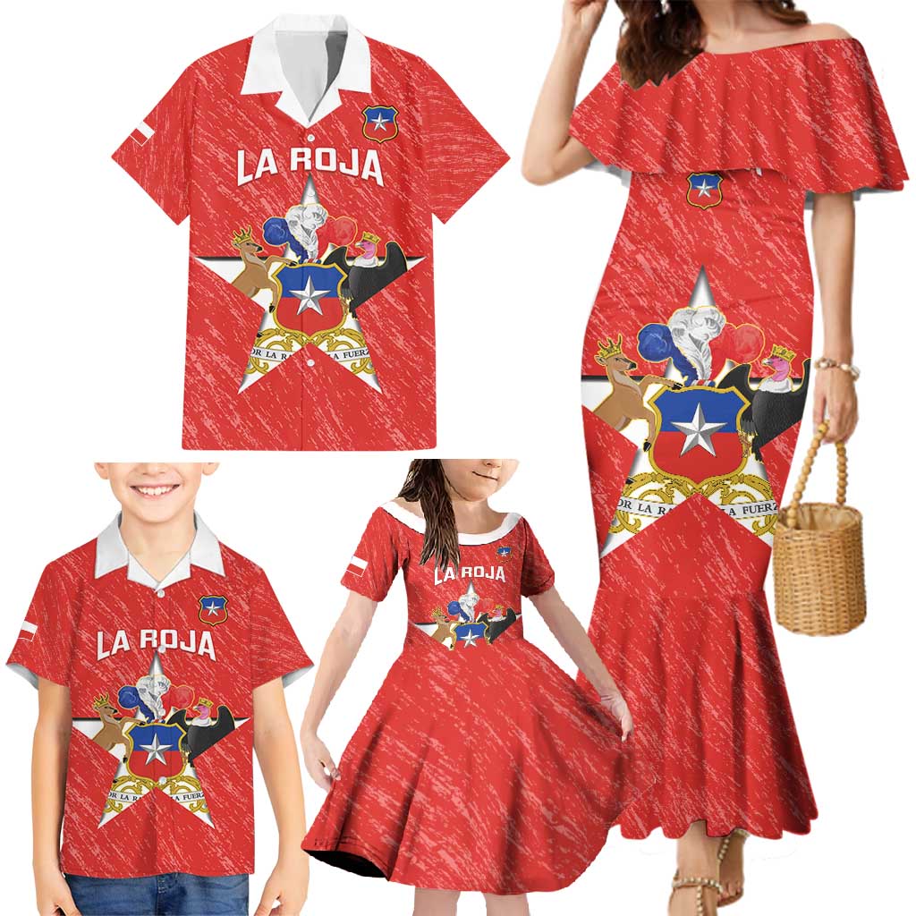 Custom Chile Football Family Matching Mermaid Dress and Hawaiian Shirt Vamos La Roja